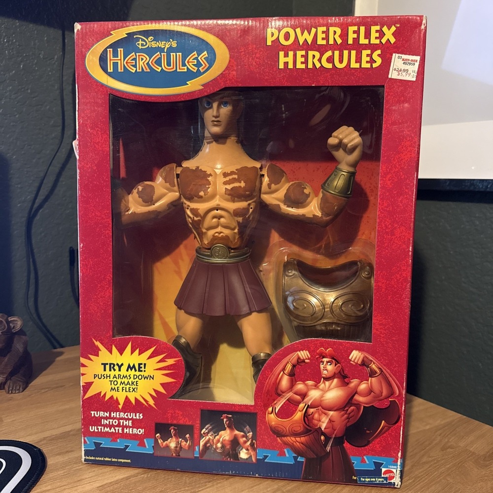 Vintage 1997 Mattel Disney's Hercules Power Flex Figure Boxed w/ Battle Armor